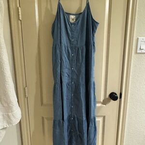 Denim Blue Button-Down Maxi Dress